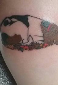 holky shank malované jednoduché linie listnaté a malé zvířecí pes tetování obrázky