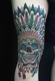 Umbala womlenze womoya umoya we-tattoo indian skull tattoo