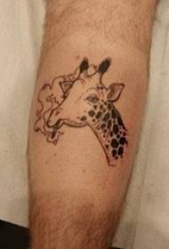 European and American calf tattoo male calf on black giraffe tattoo picture