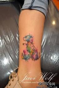 couleur de chien de veau modèle de tatouage dessin animé encre Splash