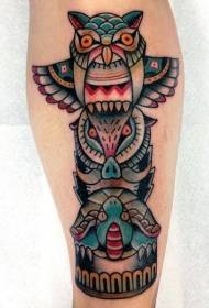 Leg color owl big statue tattoo bracket
