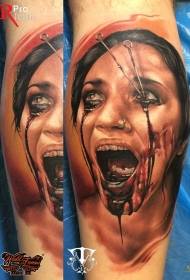 leg creepy bloedige frou tatoet