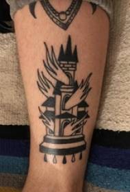 minimalist line tattoo male shank on flame and building tattoo picture