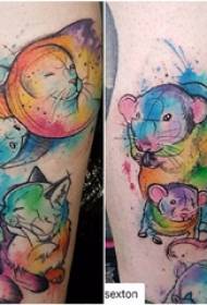 Farebné gradient tetovanie dievča teľa na obrázku farebný gradient tetovanie