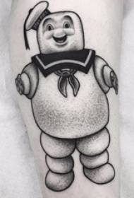 Tetovaža teleta djevojka crno tele na slici crni crtani snjegović tetovaža
