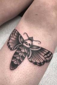 boys calf on black point thorn simple line skull small animal butterfly Tattoo pictures