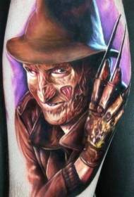 Jalkaväri elokuva Freddy Kruger muotokuva tatuointi