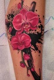 Fantastic red orchid tattoo pattern on the legs