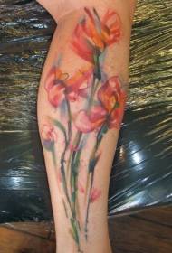 kvinnliga ben akvarell blomma tatuering mönster