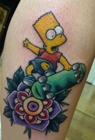 amantombazane ithole ngopende wejometry Line izimbali kanye ikhathuni Simpson tattoo izithombe