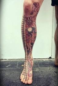 Patrón de tatuaxe ornamento misterio de cor da perna