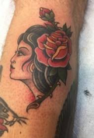 გოგონა ხასიათი tattoo ნიმუში მამრობითი shank პერსონაჟის tattoo სურათი