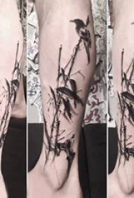 tattoo ink painting boys calf on black bamboo and bird tattoo pictures 98874-Tattoo digital pattern male shank on digital tattoo pattern