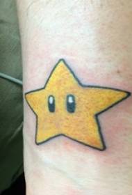 boys calf painted geometric lines Mario mushroom and stars tattoo Picture