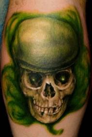 leg color realistic and terrible skull tattoo pattern