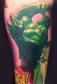 Umbala womlenze unomsindo we-hulk tattoo