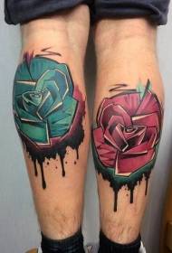 Warna leg anyar gaya sakola kembang tato gambar