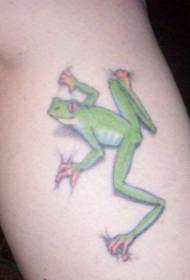 leg color realistic small green frog tattoo pattern