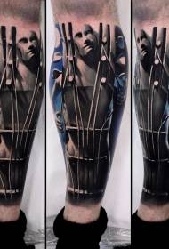 leg Realistic humanoid guitar tattoo pattern