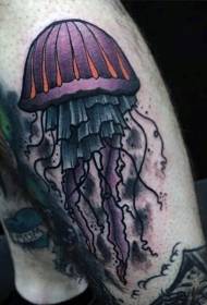 Legged old-school style colored jellyfish tattoo pictures