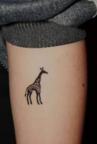semplice motivo del tatuaggio piccola giraffa sulla gamba