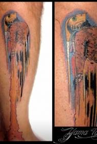 Ноги старомодного кольору таємничого літаючої людини татуювання