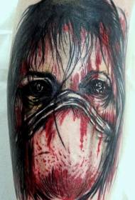 tatuagem de enfermeira de monstro de filme de terror moderno perna