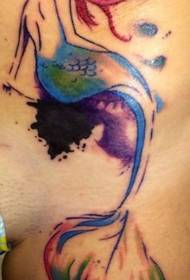 ခြေထောက်မှင်အရောင်အထီးကျန်မိန်းမတပိုင်းငါးတပိုင်း Tattoo ပုံစံ
