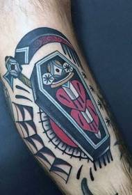 leg Interesting colored small coffin tattoo picture
