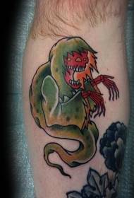 arm old style-style color funny monster ghost tattoo pattern