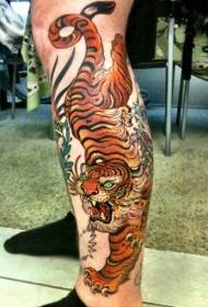 Fantastesch faarweg grouss Däiwel Tiger Tattoo Bild