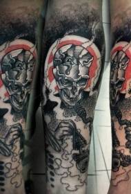 Patrón de tatuaxe de esqueleto de cor da perna