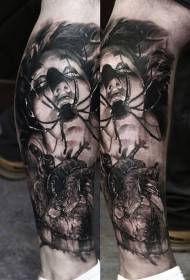 legged creepy woman with human heart tattoo