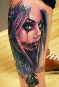 χρώμα στο πόδι τρομακτικό νεκρό santa σχέδιο τατουάζ κορίτσι