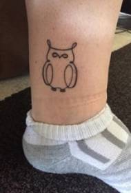 boys calf on black simple abstract line small animal owl tattoo picture
