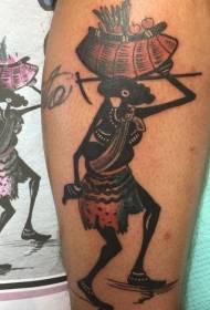 Kleurrijke tribale menselijke tatoeage in de stijl van de beenillustratie
