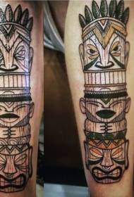 Calf colored tribal cartoon statue tattoo pattern