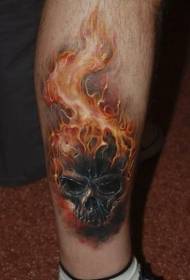 Calf-burning skull tattoo pattern