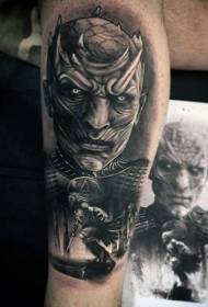 Patrón de tatuaxe de monstro demo negro gris de becerro