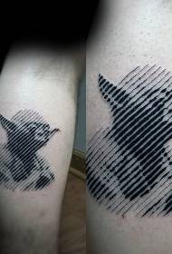 Črni linijski slog črni Yoda tattoo vzorec