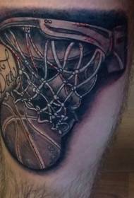 Neri quadru di bola grisa è mudellu di tatuaggi di basketball