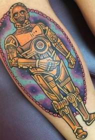 Modello del tatuaggio del soldato della macchina di colore del fumetto della gamba