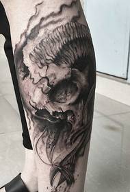 Bag calf black and white 3d skull tattoo pattern