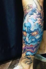 Calf multicolored devillike tattoo tattoo