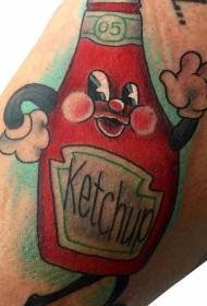 Tatuering mönster för tecknad ketchupflaskeskaft