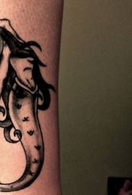 Black mermaid tattoo pattern