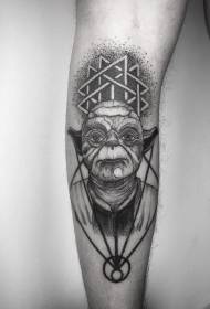 Line decoration engraving black point thorn Yoda tattoo pattern