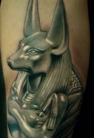 Kolmiulotteinen Anubiksen patsaan varren tatuointikuvio