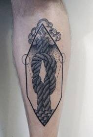Calf black cloud rope geometric tattoo pattern