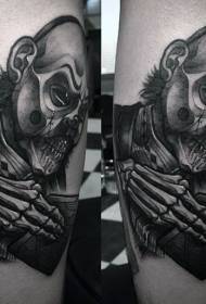 Kalf swartgrys styl monster man skelet tatoeëerpatroon